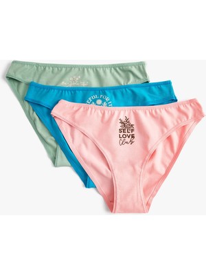 Koton Basic Brief Külot 3'lü Paket Baskılı Pamuklu