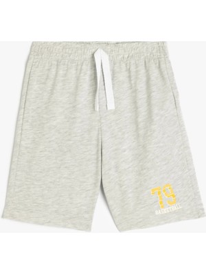 Koton Beli Lastikli Baskı Detaylı Pamuk Karışımlı Şort