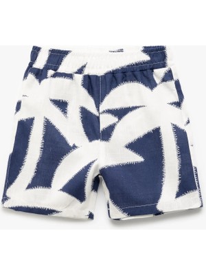 Koton Pamuklu Palmiye Desenli Beli Bağcıklı Şort