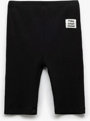 Koton Pamuklu Beli Lastikli Aplike Detaylı Kaşkorse Kısa Tayt