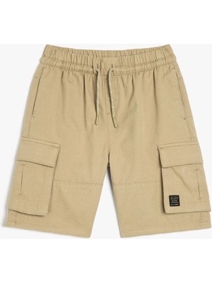 Koton Kargo Cepli Pamuklu Beli Bağcıklı Bermuda Şort