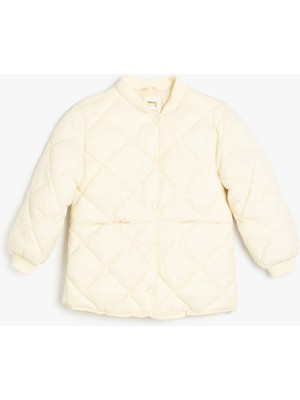 Koton Düğmeli Uzun Kollu Yuvarlak Yaka Anorak Mevsimlik Mont