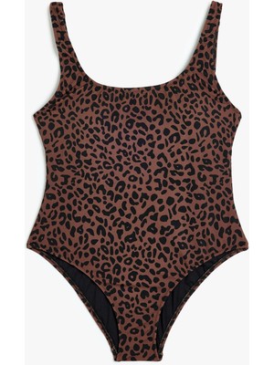 Koton Leopar Mayo Kalın Askılı U Yaka Astarlı Pedli