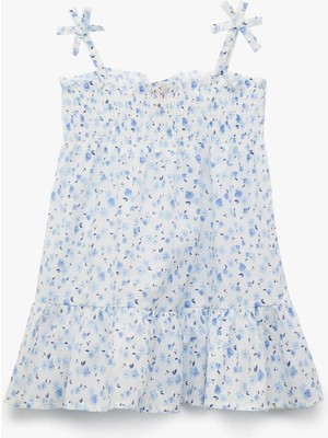 Koton Pamuklu Fiyonk Detaylı Gipeli Askılı Çiçekli Mini Elbise