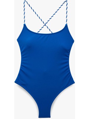 Koton Astarlı Renk Kontrastlı Çapraz Ince Askılı Mayo