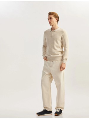 Koton Uzun Kollu Polo Yaka Yarım Fermuarlı Triko Kazak