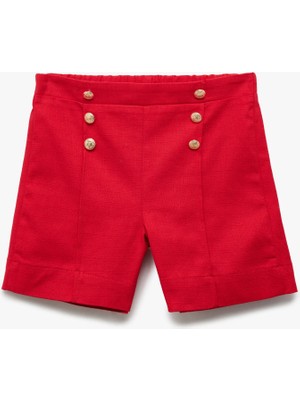 Koton Düğme Detaylı Yüksek Bel Pamuklu Şort