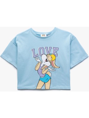 Koton Pamuklu Lola Bunny Baskılı Kısa Kollu Bisiklet Yaka Lisanslı Crop Tişört