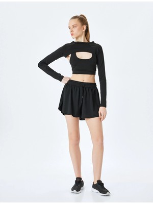 Koton Yırtmaçlı Beli Lastikli Taytlı Mini Spor Şort