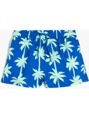 Koton Beli Bağlamalı Palmiye Baskılı Deniz Şortu