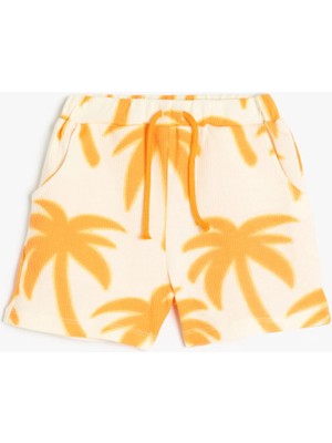 Koton Palmiyeli Baskılı Beli Bağlamalı Pamuklu Şort
