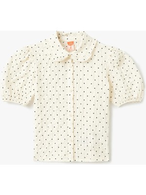 Koton Pamuklu Düğmeli Bebe Yaka Balon Kollu Bluz