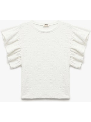 Koton Fırfır Detaylı Bisiklet Yaka Kelebek Kollu Dokulu Bluz