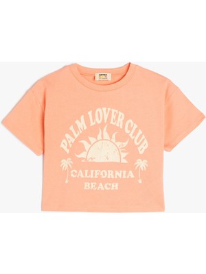 Koton Bisiklet Yaka Kısa Kollu Pamuklu Crop Tişört