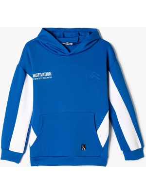Koton Kapşonlu Sweatshirt Uzun Kollu Erkek Çocuk Kanguru Cepli Lacivert Orta Kalınlık