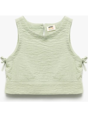 Koton Bisiklet Yaka Dokulu Kolsuz Crop Bluz