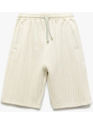 Koton Beli Bağcıklı Cep Detaylı Jakarlı Örme Şort
