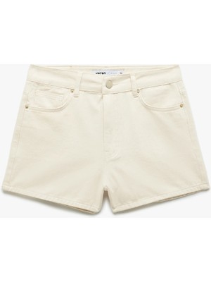 Koton Normal Bel Pamuklu Düğmeli Beş Cepli Mini Denim Şort