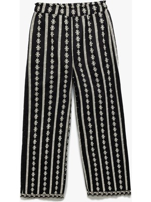 Koton Beli Lastikli Pamuklu Brodeli Pantolon