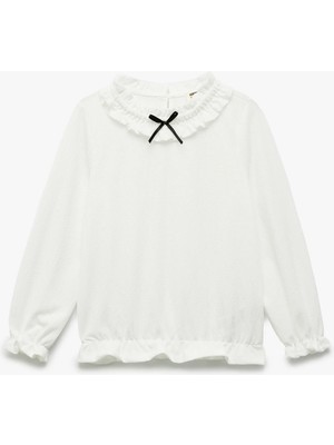 Koton Fırfırlı Yaka Bürümcük Fiyonk Detaylı Uzun Kollu Bluz