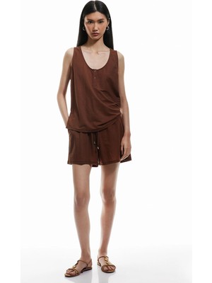 Koton Regular Fit Cepli Beli Bağcıklı Normal Paça Mini Şort