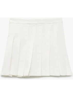 Koton Pamuklu Fermuarlı Basic Pileli Etek