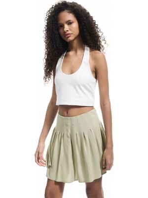 Koton Kalın Pileli Viskon Mini Etek