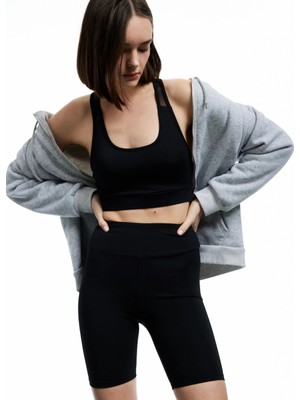 Koton Yüksek Bel Dar Kalıp Interlok Biker Spor Tayt