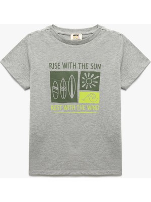 Koton Baskılı Kısa Kollu Yuvarlak Yaka Pamuklu Tişört