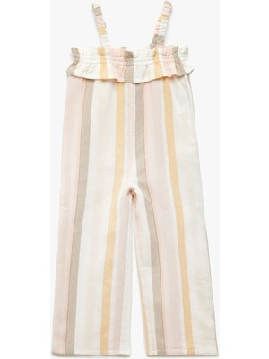 Koton Fırfır Detaylı Kare Yaka Çizgili Askılı Tulum