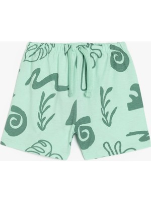 Koton Pamuklu Beli Bağlamalı Desenli Şort