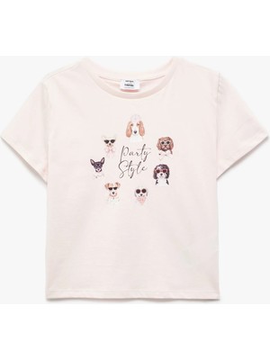 Koton Köpek Baskılı Pamuklu Crop Tişört