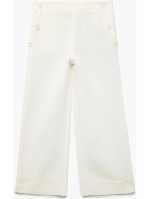 Koton Düğme Detaylı Cepli Viskon Karışımlı Geniş Paça Pantolon