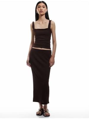 Koton Slim Fit Yırtmaç Detaylı Midi Boy Dokulu Kalem Etek