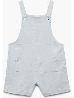 Koton Kare Yaka Kanguru Cepli Pamuk Keten Karışımlı Askılı Salopet Tulum