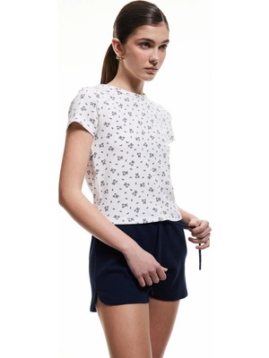 Koton Pamuklu Beli Bağlamlı Cepli Dokulu Şort Pijama Altı
