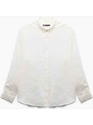 Koton Uzun Kollu Regular Fit Düğmeli Yaka Klasik Keten Gömlek