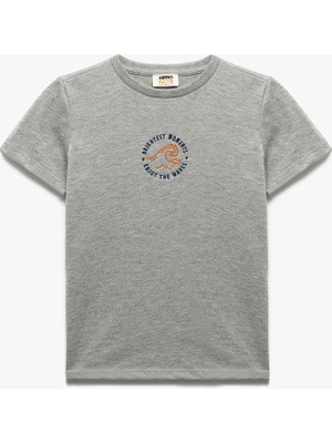 Koton Erkek Çocuk Gri Kısa Kollu Baskılı Tişört Günlük Stil İçin Konforlu Seçenek