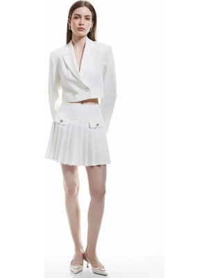 Koton Regular Fit Standart Bel Pileli Mini Etek