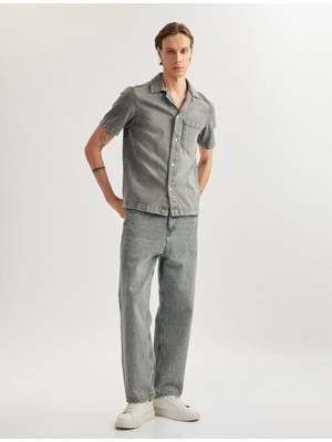 Koton Kısa Kollu Pamuklu Cep Detaylı Oversize Jean Gömlek Ceket