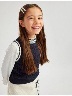 Koton Bisiklet Yaka Kolsuz Çizgili Triko Kazak