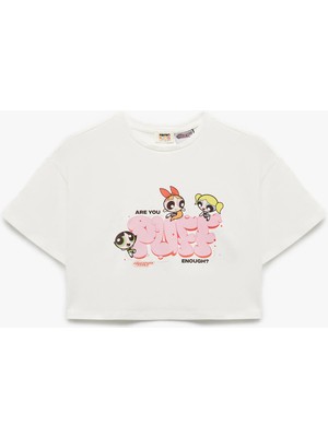 Koton Lisanslı Powerpuff Girls Baskılı Kısa Kollu Bisiklet Yaka Pamuklu Tişört