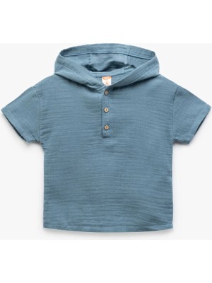 Koton Kısa Kollu Pamuklu Müslin Kumaş Kapşonlu Gömlek