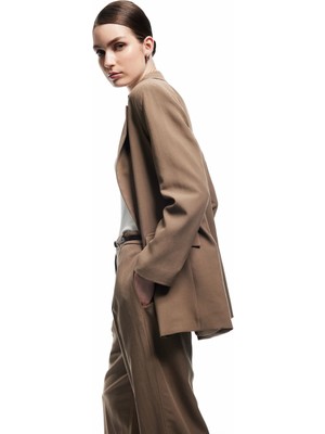 Koton Cepli Astarlı Kruvaze Keten Karışımlı Oversize Blazer Ceket