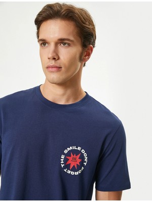 Koton Slogan Baskılı Tişört Kısa Kollu Bisiklet Yaka Pamuklu