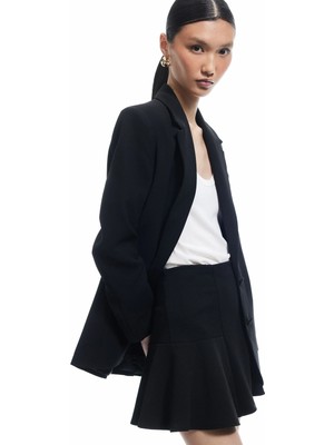 Koton Scuba Kumaş Normal Bel Pileli Mini Etek