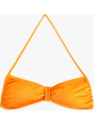 Koton Boyundan Bağlama Detaylı Büzgülü Straplez Bikini Üstü