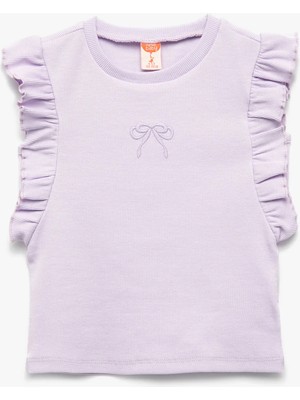 Koton Fırfırlı Fiyonk Detaylı Bisiklet Yaka Kolsuz Pamuklu Ribanalı Atlet