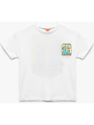 Koton Pamuklu Kısa Kollu Bisiklet Yaka Baskılı Tişört