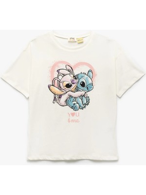 Koton Lisanslı Kısa Kollu Bisiklet Yaka Pamuklu Stitch Tişört